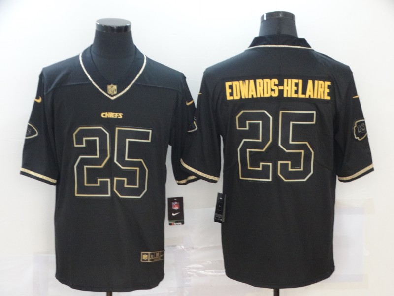 Men's Kansas City Chiefs Clyde Edwards-Helaire #25 Black Jersey